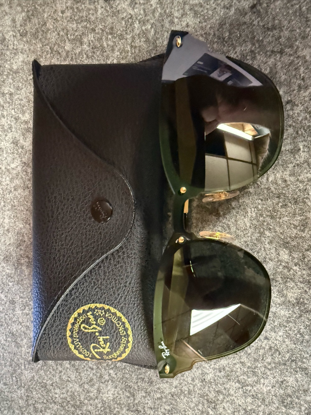 Ray-Ban Green and Gold Rimless Sunglasses